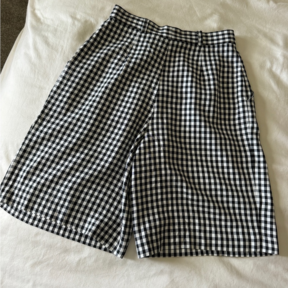 Vintage Rayon Pleated Gingham Bermuda Shorts - Picture 6 of 10